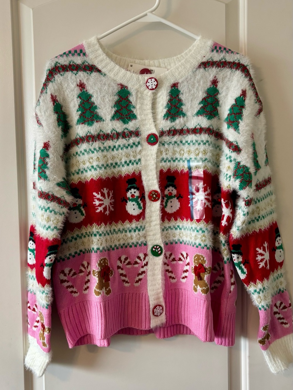 33 Degrees Festive Fair Isle Holiday Cardigan Sweater. SKU0188.